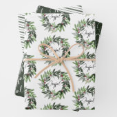 Weihnachtsgrün Wreath Joyful Script Holiday Geschenkpapier Set (Beispiel)