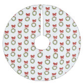 Weihnachtsgrün Wreath Red Bow Rustic Polyester Weihnachtsbaumdecke (Vorderseite)