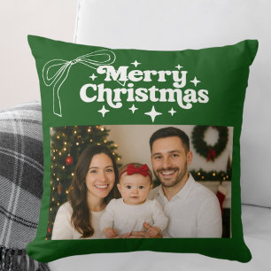 Weihnachtsgrüne Fotoschleife Doodle Kissen