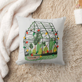 Weihnachtsgrüne Hausbotanische Kakteenpflanzen Kissen