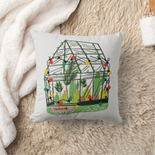 Weihnachtsgrüne Hausbotanische Kakteenpflanzen Kissen