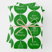Weihnachtsgrüne Kreise Kundenname Geschenkpapier Set (Beispiel)