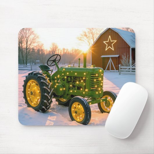 Weihnachtsgrüner Vintage-Traktor mit festlicher Be Mousepad (Mit Mouse)