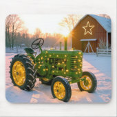 Weihnachtsgrüner Vintage-Traktor mit festlicher Be Mousepad (Vorne)
