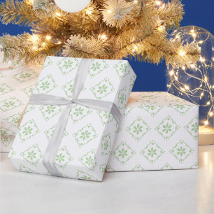 Weihnachtsgrünes Klassisches Schneeflockenmuster Geschenkpapier
