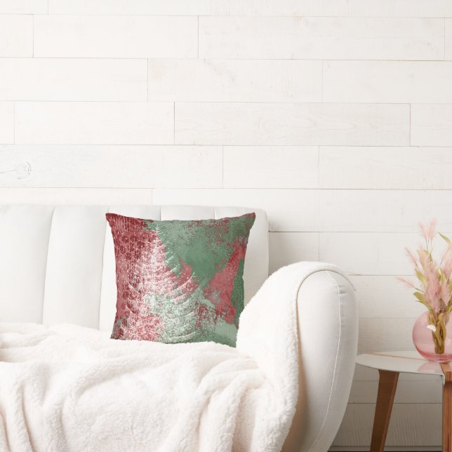 Weihnachtsgrunge | Rot Grün und Weiß XMas Tree Kissen (Liege)