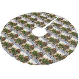Weihnachtsgrüntraktor mit leuchtenden Lichtern Polyester Weihnachtsbaumdecke