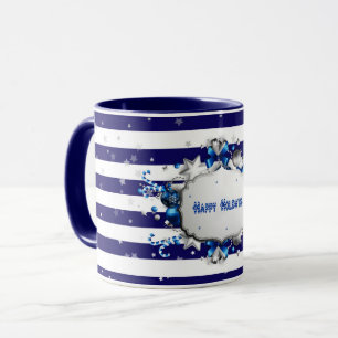 Weihnachtsgruß Blau Gestreifter Becher Tasse