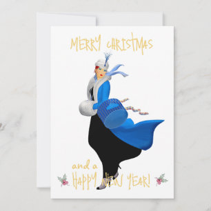 Weihnachtsgruß der Vintage-Christmas-Lady Feiertagskarte