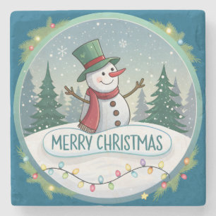 Weihnachtsgruß des Schneemanns Steinuntersetzer