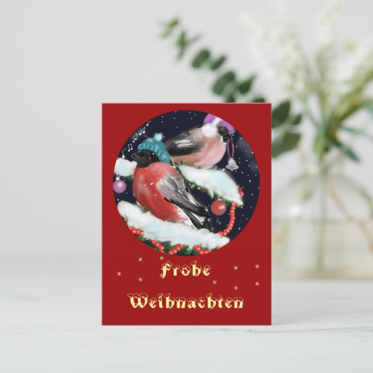Weihnachtsgruss , Dompfaff Postkarte (Stehend Vorderseite)