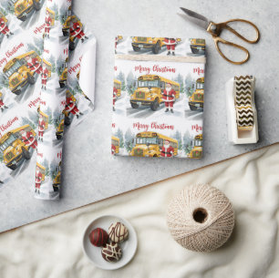 Weihnachtsgruß für den Schulbusfahrer Geschenkpapier