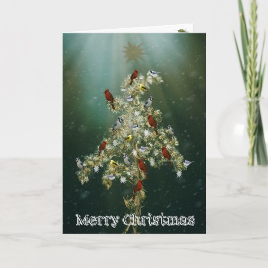 Weihnachtsgruß-Karte Goldenrod und Schwangvögel Feiertagskarte (Vorderseite)