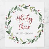 Weihnachtsgruß-Kranz Handschrift-Skript Weinetikett (Einzelnes Label)