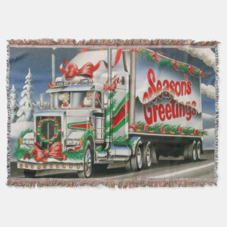 Weihnachtsgruß LKW fahrender Weihnachtsmann Decke