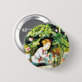 Weihnachtsgruß mit einem Jungen, der unter dem De Button (Vorne & Hinten)