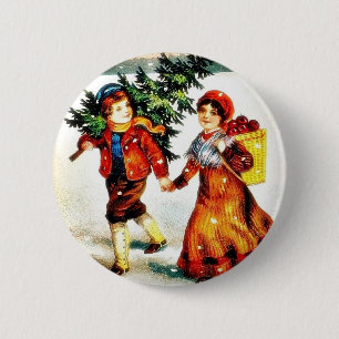 Weihnachtsgruß mit einem tragenden Weihnachten t Button