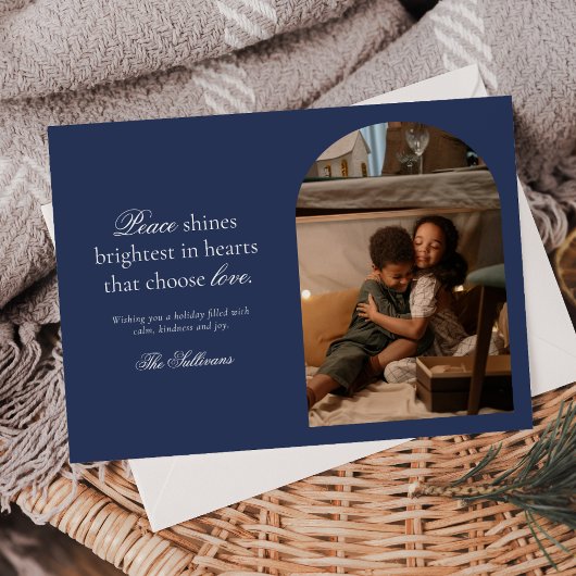 Weihnachtsgruß mit Frieden und Liebe Feiertagskarte