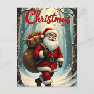 Weihnachtsgruß Santa Claus mit Geschenken Feiertagspostkarte