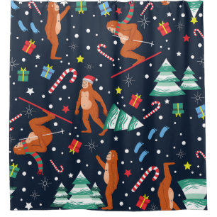 Weihnachtsgruss sasquatch santa yeti duschvorhang