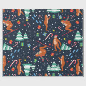 Weihnachtsgruss sasquatch santa yeti geschenkpapier (Flach)