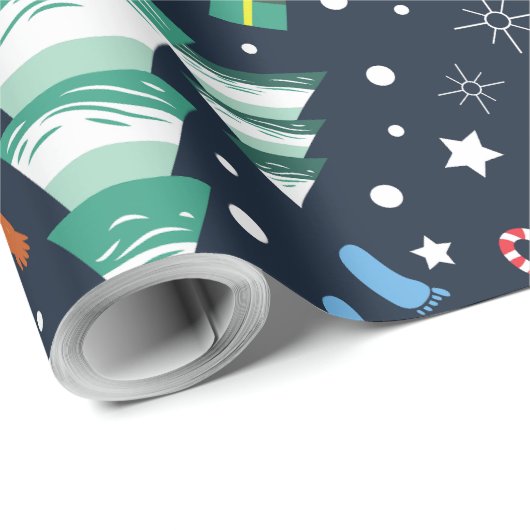 Weihnachtsgruss sasquatch santa yeti geschenkpapier (Rolleneckpunkt)