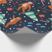 Weihnachtsgruss sasquatch santa yeti geschenkpapier (Ecke)