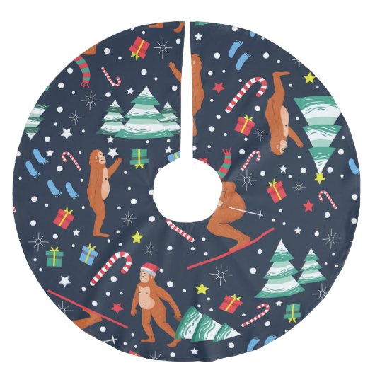 Weihnachtsgruss sasquatch santa yeti polyester weihnachtsbaumdecke (Vorderseite)