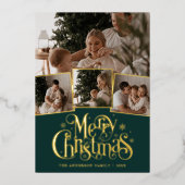 Weihnachtsgruß-Script-Fotocollage Folien Feiertagskarte (Vorderseite)