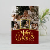 Weihnachtsgruß-Script-Fotocollage Folien Feiertagskarte (Stehend vorne)