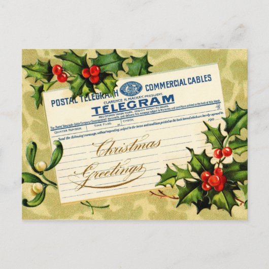 Weihnachtsgruß-Telegramm-Post Feiertagspostkarte (Vorderseite)
