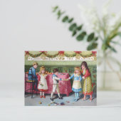 Weihnachtsgruß viktorianischer Kinder Postkarte (Stehend Vorderseite)