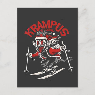Weihnachtsgruß vom Krampus Weihnachts Teufel Ankündigungspostkarte