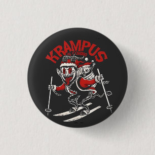 Weihnachtsgruß vom Krampus Weihnachts Teufel Button