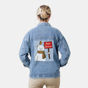 Weihnachtsgruß von Eisbär und Rotkehlchen Jeansjacke