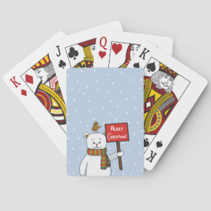 Weihnachtsgruß von Eisbär und Rotkehlchen Spielkarten