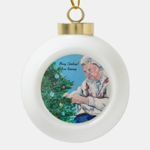 Weihnachtsgruß von NANNY/GRAMMY handbemalt Keramik Kugel-Ornament