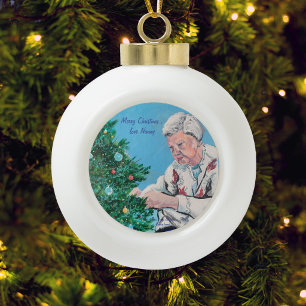 Weihnachtsgruß von NANNY/GRAMMY Handbemalt Keramik Kugel-Ornament