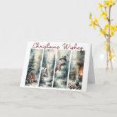 Weihnachtsgrüße 4-Panel Winterlandschaft  Karte (Gelbe Blume)