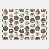 Weihnachtsgrüße 6 Foto Monogram Gold Sparkle Geschenkpapier Set (Vorderseite 3)