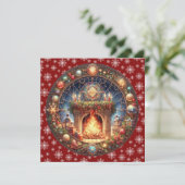 Weihnachtsgrüße am Kamin - Flat Card (Stehend Vorderseite)