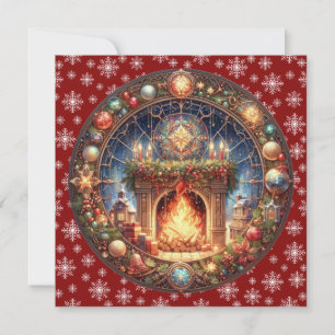 Weihnachtsgrüße am Kamin - Flat Card