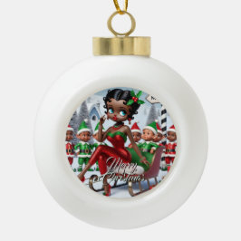 Weihnachtsgrüße am Nordpol Keramik Kugel-Ornament