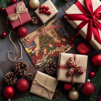 Weihnachtsgrüße Amerikanische Familie Feiertagspostkarte