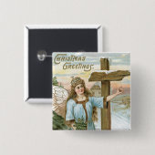 Weihnachtsgrüße Angel Button (Vorne & Hinten)