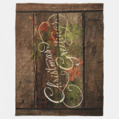 Weihnachtsgrüße auf alten Holzkammern Fleecedecke (Vorderseite)