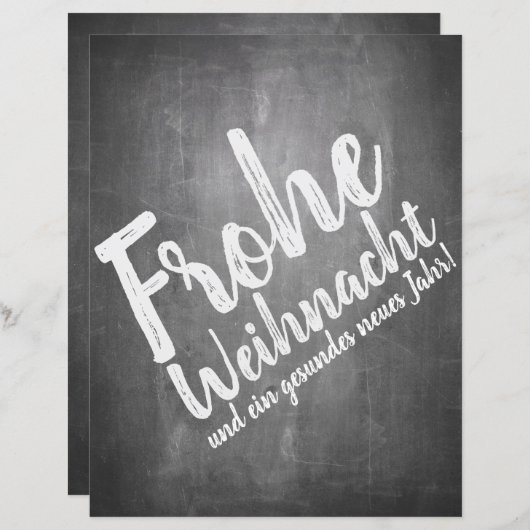 Weihnachtsgrüße auf der Kreidetafel (Vorne/Hinten)