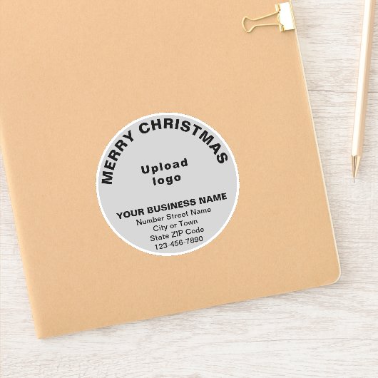 Weihnachtsgrüße auf Gray Round Vinyl Aufkleber (Notizbuch)