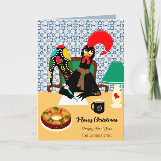 Weihnachtsgrüße aus dem portugiesischen Rooster Karte (Vorderseite)