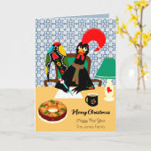 Weihnachtsgrüße aus dem portugiesischen Rooster Karte (Gelbe Blume)